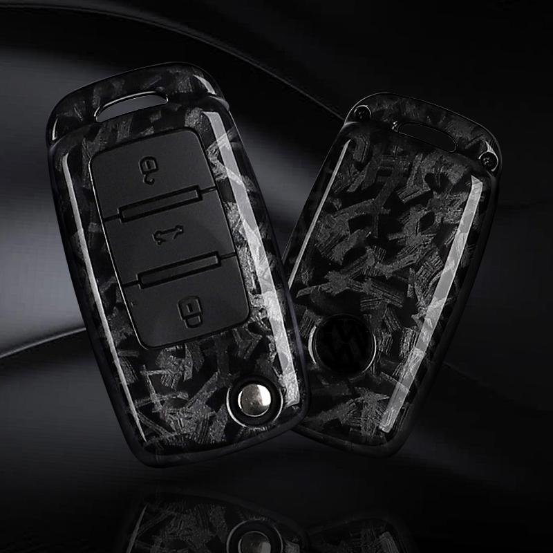 Abs Carbon Fiber Car Key Case for Volkswagen Polo Tiguan Passat B5 B6 B7 Golf 4 5 6 Mk6 Jetta Lavida Skoda Rapid Car Key Protector