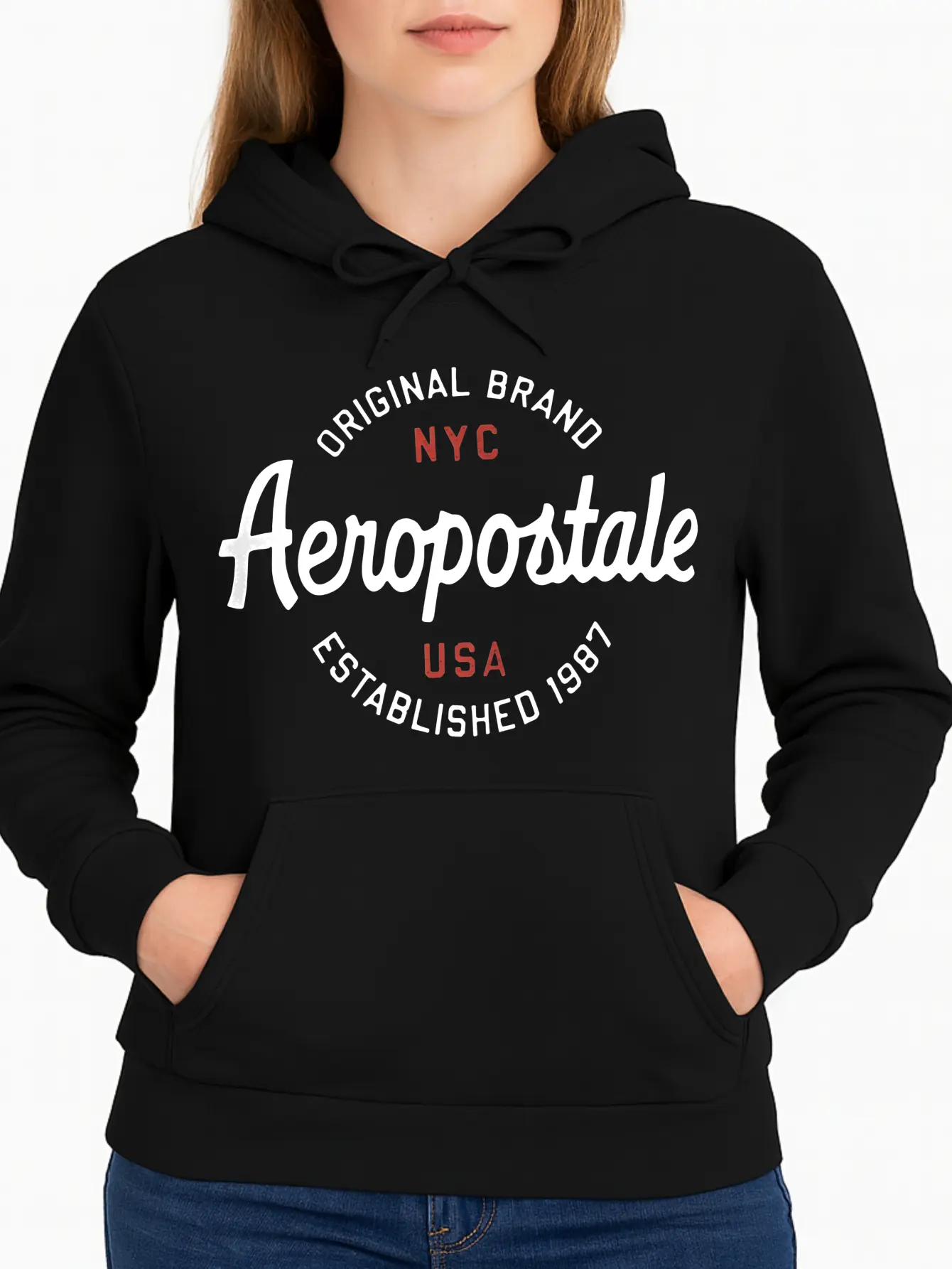 NYC USA Graphic Pullover Hoodie, Unisex Minimalist 100% Cotton Sweatshirt, Soft Long Sleeve Casual Top, Made in USA, Sweatshirts