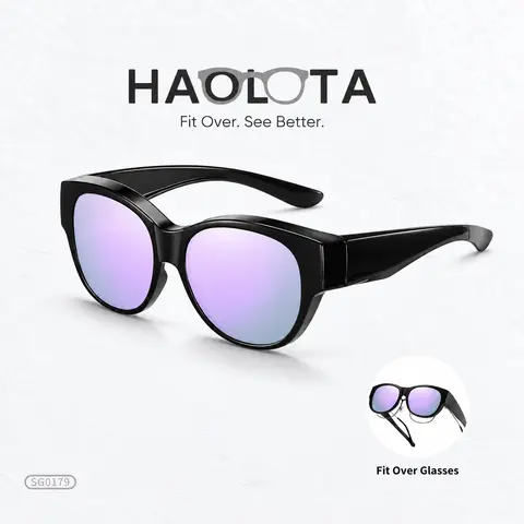 HAOLOTA Women's Oversized Cat Eye Fit Over Polarized Sunglasses - UV400 Protection, TR90 Plastic Full Rim Frames, TAC Lenses, Casual Chic Shade Finds, Trending Glasses, Easy to Wear, Daily Elegance, Unisex Summer Travel Essential Fashion Accessory