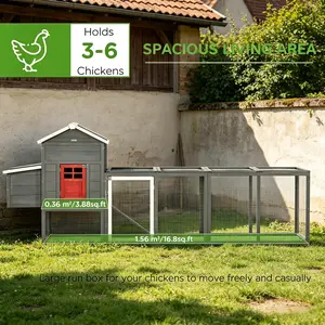 118" Extra Large Wooden Chicken Coop with Asphalt Roof, Slide-Out Tray, Nesting Box and Hen Run