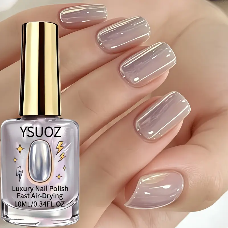 New Sugar Glaze Donut Clove Mirror Aurora Nail Strengthener - 0.34oz Polarized Unicorn Aurora Nail Polish, No Light Needed, Natural Drying Formula, Easy to Apply, Strengthens Nails, High-Gloss Reflective Effect, Jelly Aurora Texture, Enhances Beauty