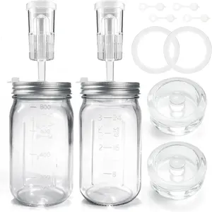 32 oz Mason Jar Fermentation Kit, 2 Pack Fermentation Jars, Fermentation Lids, Fermenting Weights and Airlocks, Complete Fermenting Kit for Making and Storing Sauerkraut(Pack of 2)