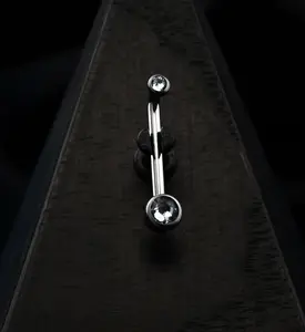 Vertical Clitoral Hood Double Clear CZ Bar