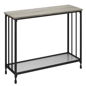 Sofa Table, 2-Tier Farmhouse Console Table with Glass Shelf, Narrow Entryway Tables for Behind Couch