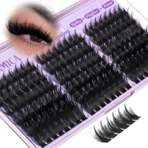 Individual Eyelash Extensions, 144 Pieces Fine Fiber Lashes, DIY Volume Eyelashes, D Curl with Pointed Ends, Mixed Lengths 12-20mm, DIY Home Application, D Curl Eyelashes, Cosmetic