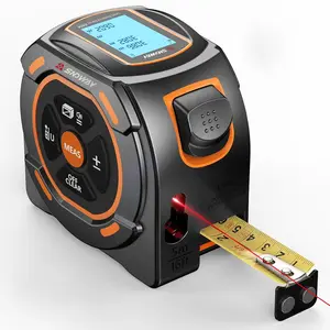 Digital Laser Measuring Tape 2-In-1 Tool with 131/197 Feet Range, 16 Feet Tape Measure for DIY, Pythagorean Theorem Calculations, Switchable Imperial/metric Units