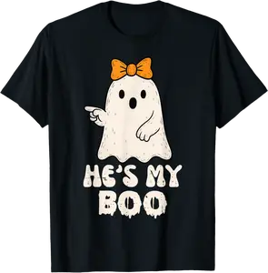 He's My Boo Couples Matching Halloween Costume Ghost Women T-Shirt - Nafeesaami Shop 30B0FQ2TKLK4