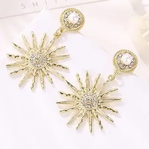 Gold-Plated Sunflower Earrings for Women