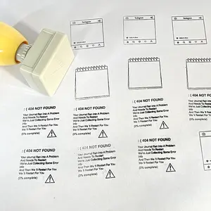 Funny Chat Room Voice Theme Stamp, Camera Calendar Page Not Found Error Message, Light-Sensitive Handmade Diary Stamp, Unique Tech Element, Custom Stamp