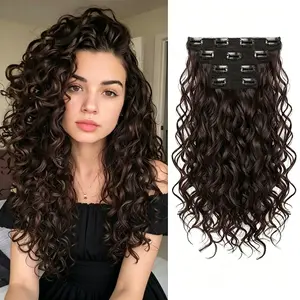 Invisible Seamless Short Wavy Wig Pieces, 4-Piece Volume Enhancer, Heat-Resistant Synthetic Fiber, Perfect for Parties & Daily Wear
