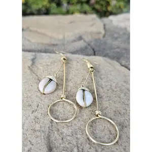 Slim Cowrie Shell Hoop Earrings
