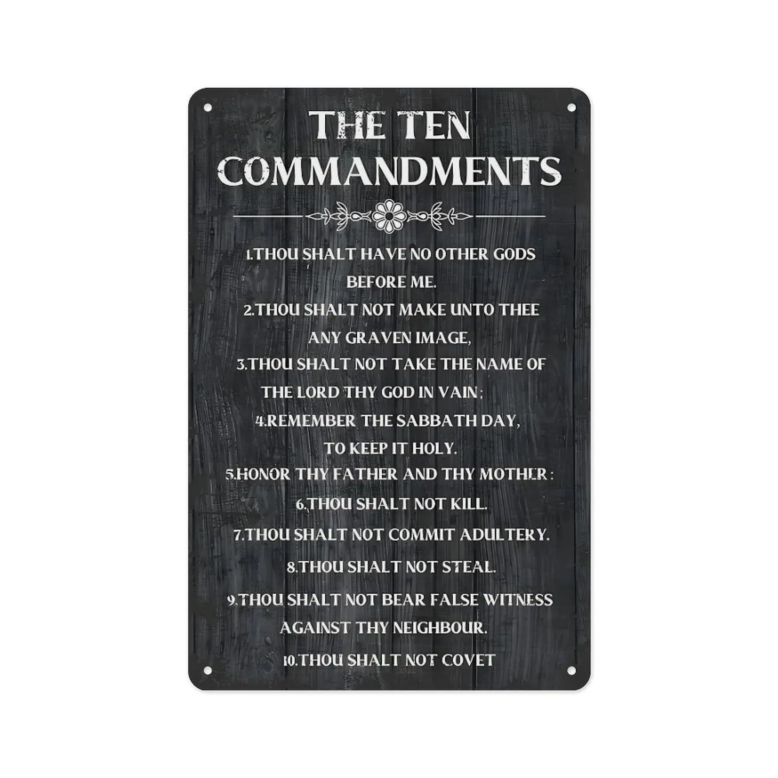 8"×12" Vintage Metal "The 10 Commandments" Sign, Christian Religious Decor Plaque, Home & Church Wall Decor, Ideal Gift for Believers