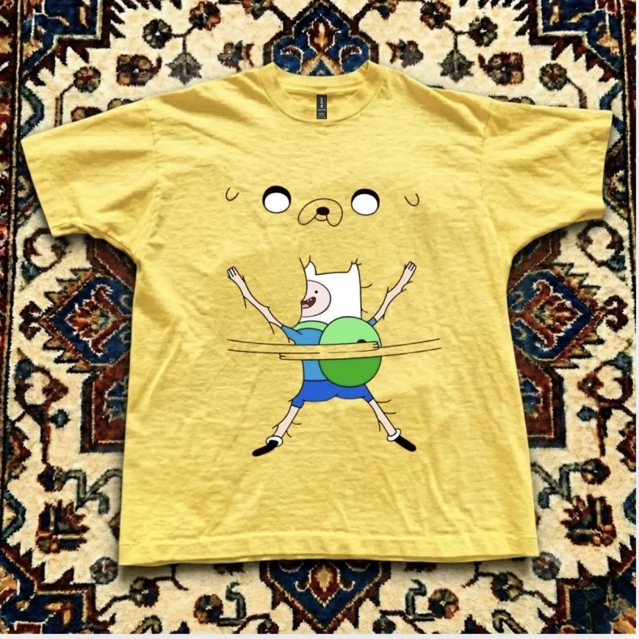 Adventure Time Finn And Jake Graphic T-Shirt, Vintage Cartoon Green Ball Printed Tee, Heavyweight Cotton Graphic Tee, Short Sleeve Unisex T-Shirt