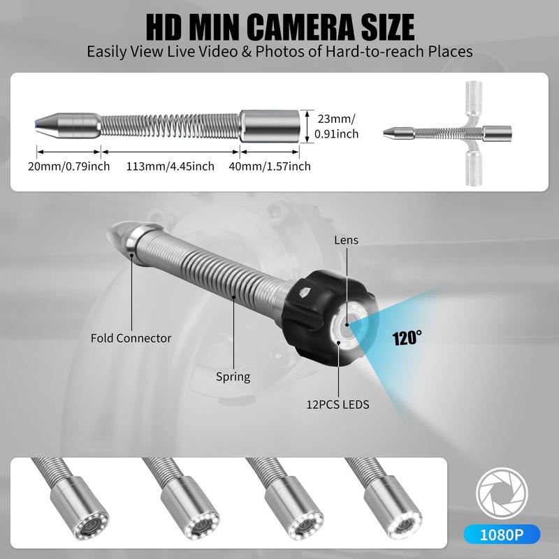 Garvee Sewer Camera with 512Hz Locator & Distance Meter – 100Ft Pipe Inspection Camera with 9” 1080p Monitor, IP68 Waterproof Borescope Snake, 12 LED, DVR Recording & 16GB SD Card for Drain, Plumbing, Ducts