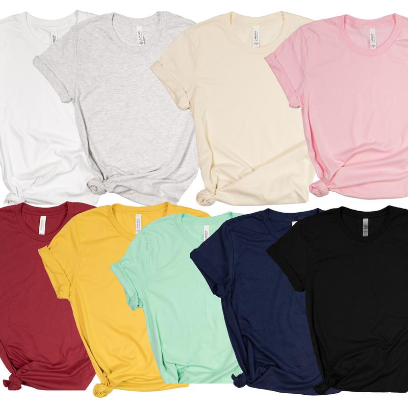 Bella Canvas 3001CVC Blank, Bella Canvas Tees, Plain Bella Canvas Unisex Tops in Various Colors for Men & Women