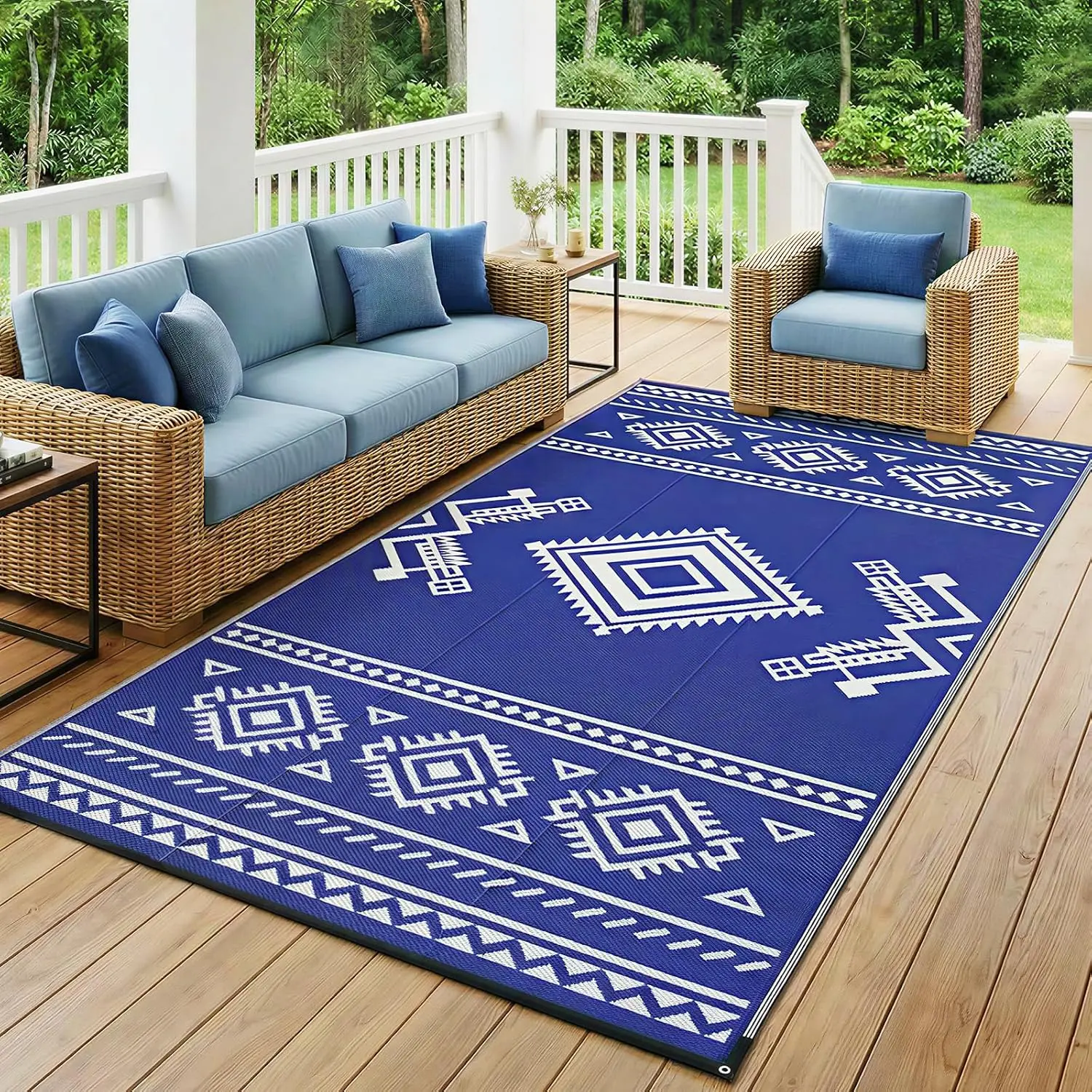 9x18ft Outdoor Area Rug - Waterproof, Reversible, Recyclable Plastic Straw Mat for Outdoor Decor, Camping Accessories, All-Weather & Balcony Picnic Mats, RV, Patio, Backyard Deck Clearance summerwins, Garden Accessories
