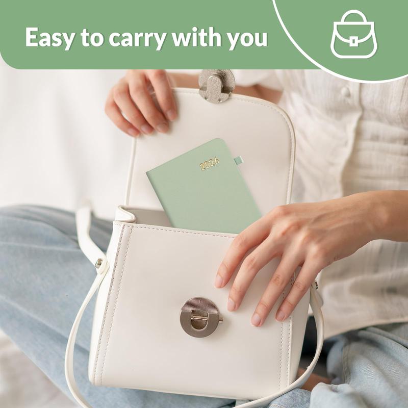 2026 Weekly Planner 3.5" x 6" Hardcover 100GSM Paper Notes Section Inner Pocket Professional 12 Months Scheduling with Monthly & Weekly Views