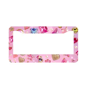 Cute Pink Bling License Plate – Personalized Car Tag, Girly Aesthetic, Sparkly Design