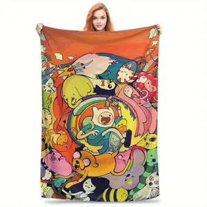 Adventure Time Cartoon Flannel Blanket 2025–Finn, Jake, Marceline, Princess Bubblegum–Super Soft Flannel Blanket, an Ideal Gift For Children and Enthusiasts on Special Occasions. Perfect For Use at Home, Office, Outdoors and Parties.