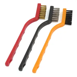 3PCS Handy Brush Stainless Steel Nylon Brass Wire Brushes Set Cleaning Rust Kit