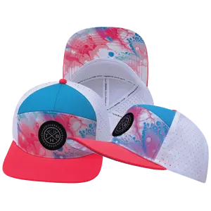 **ADULT** Color Vibes Hat - Flat Bill - Pixi Dust - Neon Peach / Neon Blue / White - Laser Mesh