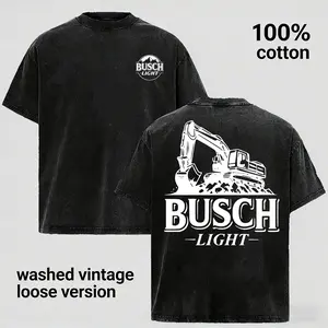 Vintage Washed Excavator Graphic T-Shirt, Heavy Equipment Workwear Tee, Construction Machinery Print Shirt, 100% Cotton Loose Fit Unisex Streetwear, Industrial Worker Gift Tee