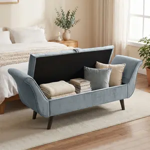 SZLIZCCC Velvet Storage Ottoman, 65" Long King Rolled Arm Bedroom End of Bed Bench, Bedroom Bench with Storage,Bedroom,Entryway, Living Room