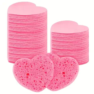 20 Piece Compressed Heart Shaped Cleansing Sponges, Natural Facial Sponge Pads, Suitable for Home and Travel Use