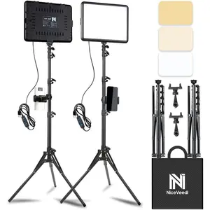 2-Pack LED Video Light Kit, Studio Light, 2800-6500K Dimmable Photography Lighting Kit with Tripod Stand&Phone Holder, 73" Stream Light for Video Recording, Game Streaming, YouTube…