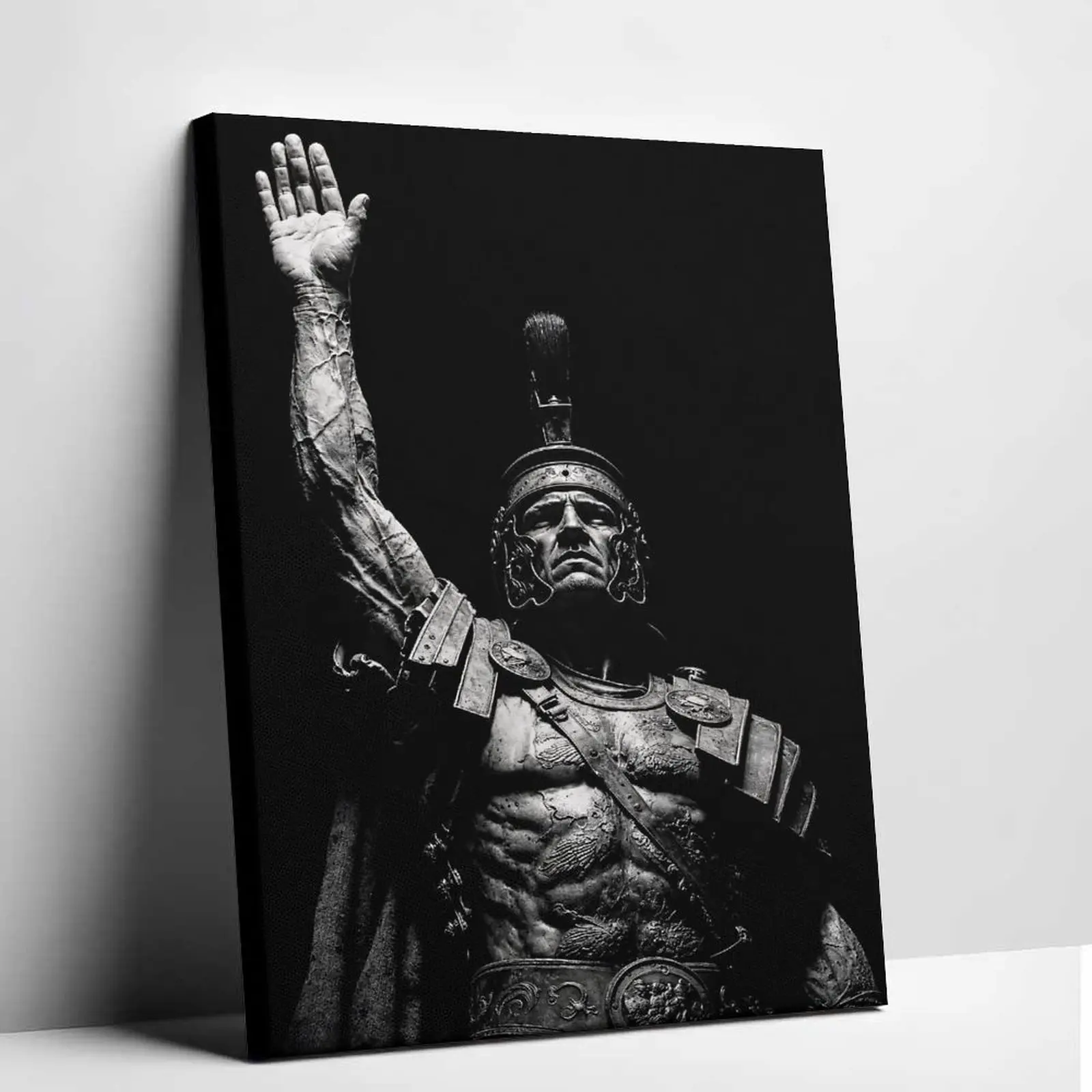Roman Centurion Gladiator Canvas Wall Art - Ancient Greek Spartan Warrior Classical Sculpture Dark Aesthetic HD Print Home Decor, Bedroom Decor, High Detail Wall Art for History Lovers (Living Room, Gym, Man Cave Interior Decoration), Room Inspo