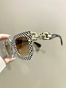 Square Colorblock Fashion Glasses, Unisex Hollow Metal Hinges, Trendy Multicolor Eyewear, Stylish Design, Men & Women