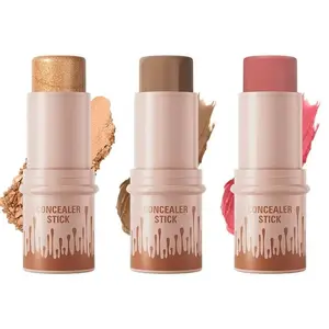 Hellokiss Multi-Functional 3-Piece Face Makeup Stick Set for Highlighting Contouring, Blush and Glow Stick for Radiant Look