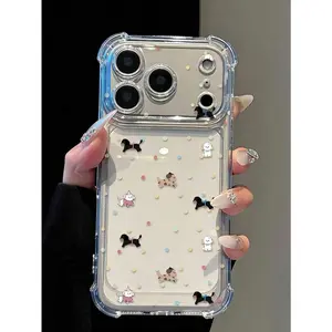 Cute Polka Dot Puppy Transparent Anti-Fall Phone Case, Minimalist Ins Transparent Style, With Air Cushion Shock-Absorbing Corners Compatible With IPhone 17 Pro Max/17 Pro/17/16/16 Pro/16 Pro Max/16 Plus/15/15 Plus/15 Pro/15 Pro Max/14/14 Pro/14 Pro Max/13
