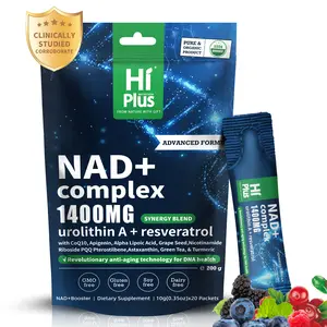 HIPLUS NAD+ Berry Cell Drink - 1400mg NAD+ Booster with Resveratrol, CoQ10, PQQ | Cellular Energy & Anti-Aging Support | Mental Clarity, Antioxidant Defense | Vegan, Berry Flavor, 20 Pack