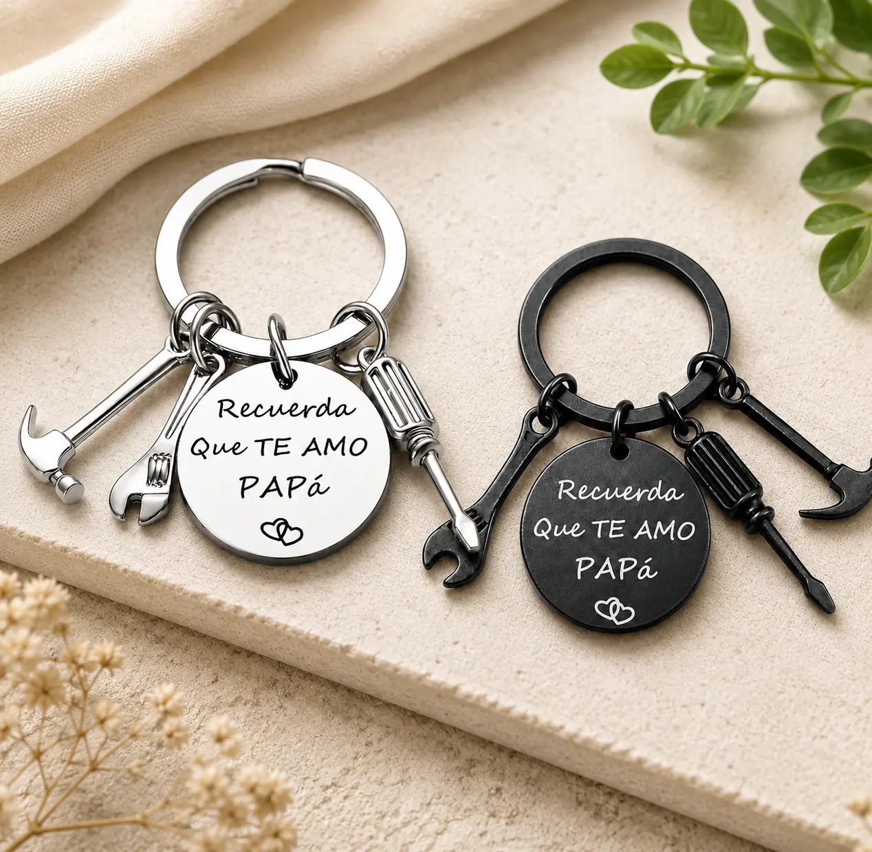 Stainless Steel Keychain for Dad with Engraved "Recuerda Que Te Amo Papá" Message and Tool Charms, Meaningful Father's Day Gifts, Dad Gifts alloy father gift idea decorative key Keyrings Stylish Keyring emotional daughter