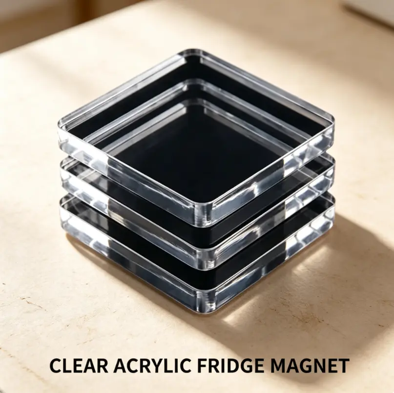 50 Pcs Square Blank Acrylic Fridge Magnet DIY Kit - Clear Rounded-Corner Acrylic Blanks, Soft Magnetic Sheets for Handmade Home Decor Craft Supplies