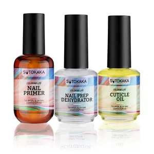 3pc Pro Nail Prep Kit - Acid-Free Dehydrator, Primer & Moisturizing Cuticle Oil! Gentle Glossy Polish Base for DIY Salon Nails No-Burn Formula