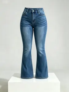 WH48 High Waisted Stretchy Denim Jeans for Women, Flare Jeggings Bootcut Denim with Multi-Pockets ,Classic Women's Pants, Daily Urban Fashion Wear for All Seasons.