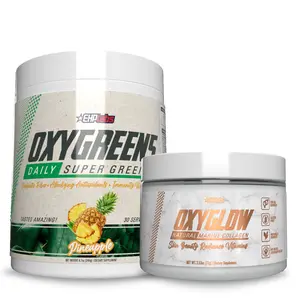 EHPlabs Glow & Greens Bundle - OxyGreens Daily Super Greens Pineapple 30 Serve & OxyGlow Collagen Powder for Digestive Balance & Skin Support  | New Year New Me