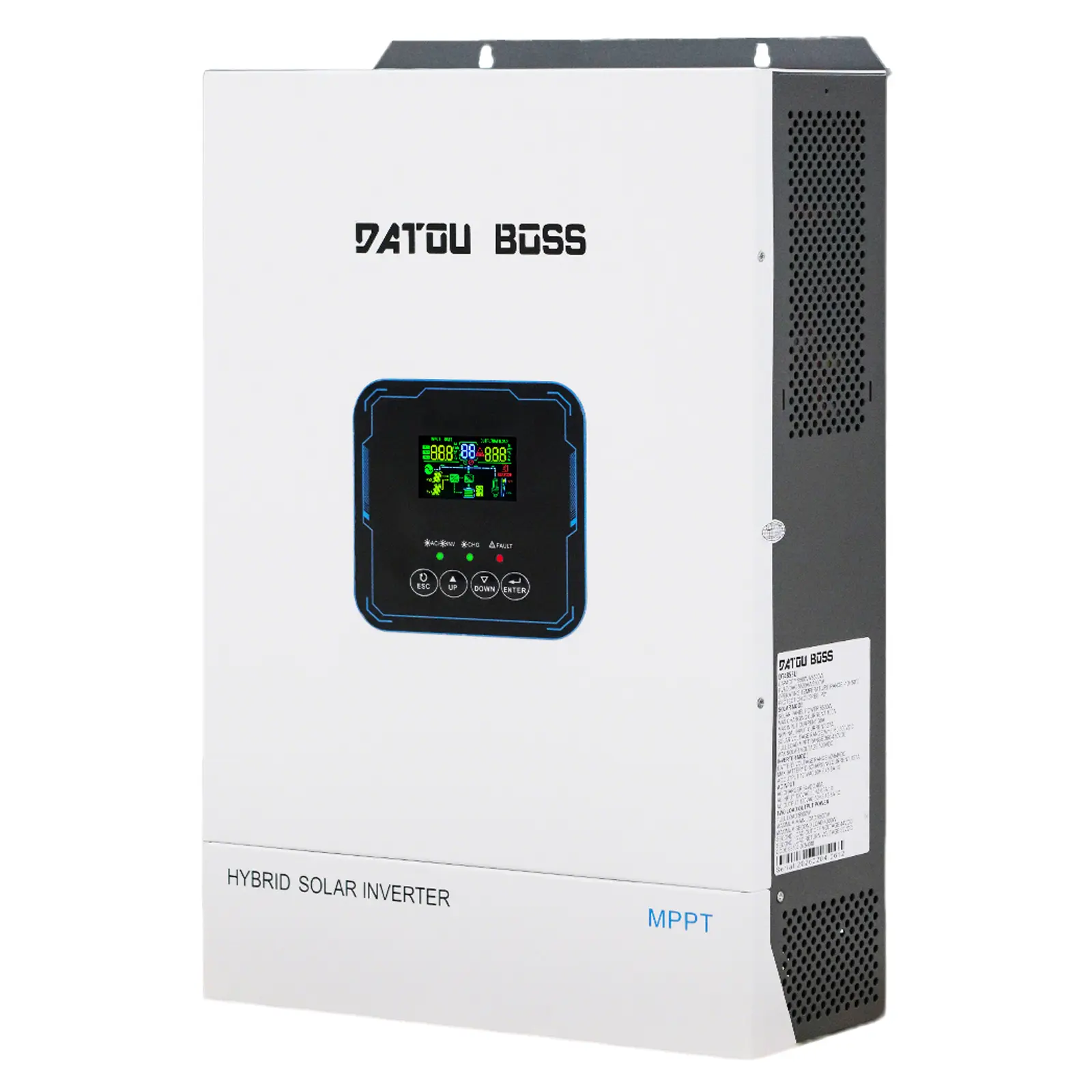DATOUBOSS 48V5500W Hybrid Solar Inverter, 48V DC to 120V AC Pure Sine Wave Output, 100A MPPT Charge Controller, 500V Max PV Input, Off-Grid Home & Cabin Car Battery Repair Tool