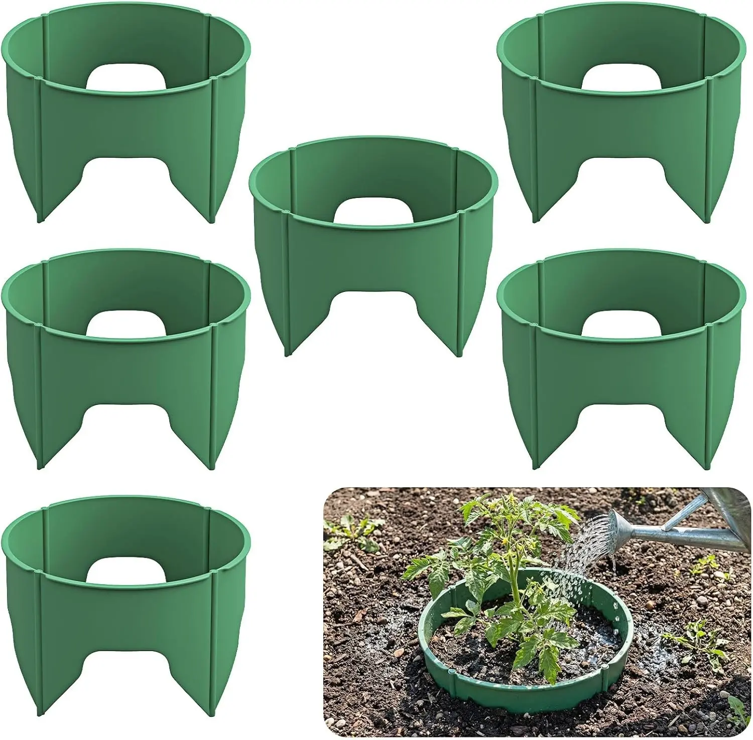 6 Set 9.6 inch Planting Grow Ring, 30Pcs DIY Plant Growing Rings, Adjustable Round Tree Rings, Planting Protective Edging for Outdoor Vegetables, Herbs, Flowers