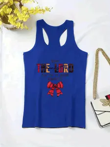 Women's Letter & Bow Print Tank Top, Casual Sleeveless Graphic Top for Summer, Ladies Sportswear for Indoor Outdoor Wear