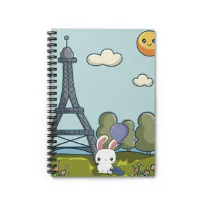 Kawaii Bunny In Paris Spiral Notebook - Ruled Line
