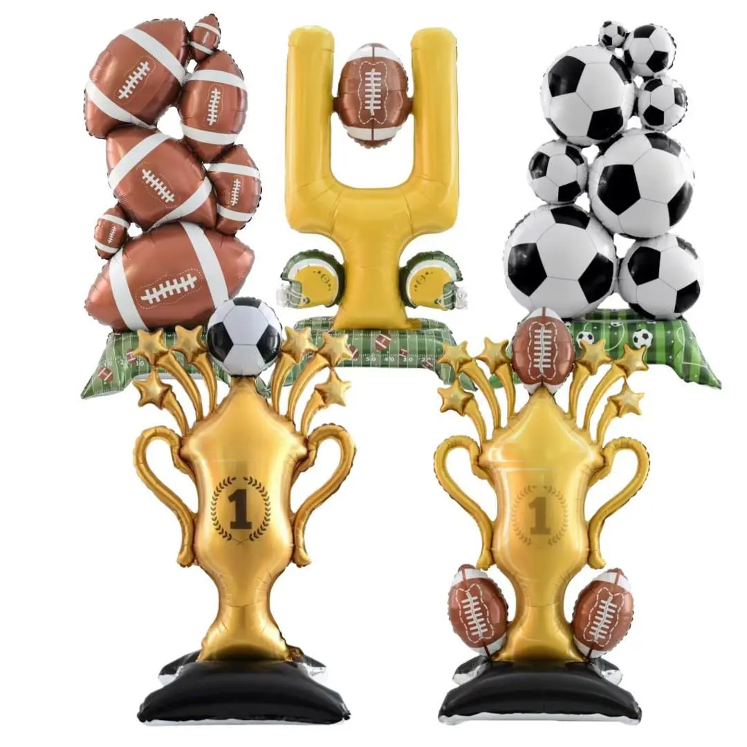 Large-Sized Standing Soccer-Themed Aluminium Foil Balloons, Festive Decor for Birthday Party, Sports Fans' Watch Party