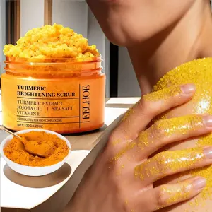 Turmeric Brightening Scrub for Hyperpigmentation and Exfoliation, Sea Salt & Vitamin E, Gentle Cleansing Body Skin, Hydrating Smooth Soft, Refreshing Care Scrub, Moisturizing Exfoliating Gel