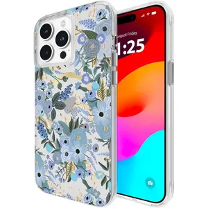 iPhone 15 Pro Max Case [Compatible with MagSafe] [12ft Drop Protection] Cute iPhone Case 6.7" with Floral Pattern, Anti-Scratch Tech, Shockproof Material, Slim Fit - Garden Party Blue