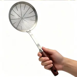 Stainless Steel Heat-Resistant Deep Fry Strainer Spoon, Dumpling Noodle Scoop, Hot Pot Filter Spoon, 1 Piece, Kitchen Utensil