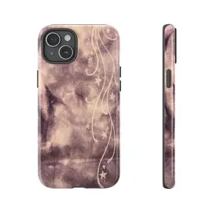 Vintage Celestial Grunge Phone Case – Dreamy Purple Starry Swirl Design, Aesthetic Cover for iPhone