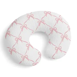 Sweet Jojo Designs Muslin Nursing Pillow Cover (Pink Bows) for Baby Girls, Newborn, Infant 100% Cotton Breastfeeding Pillowcase - PILLOW NOT INCLUDED (Elegant, Bow for the Ballerina Ballet Collection)