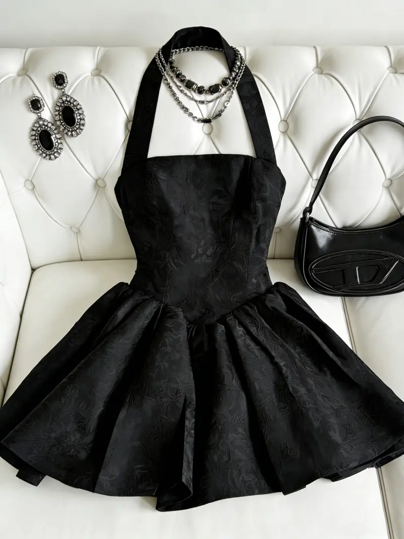 sergio hudson mini black dress Pin Stripe Open Decloté Bustier Dress main image 1